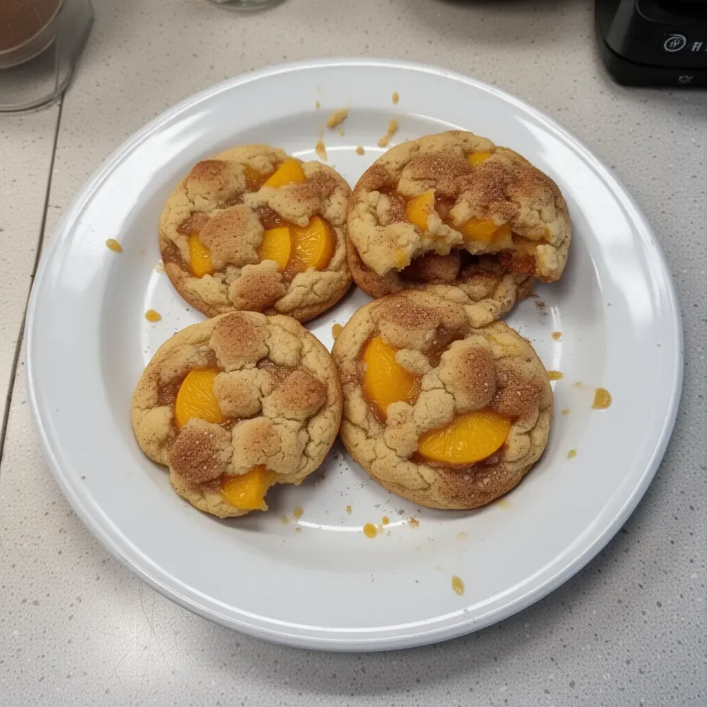 Freshly baked peach cobbler cookies with a golden crust