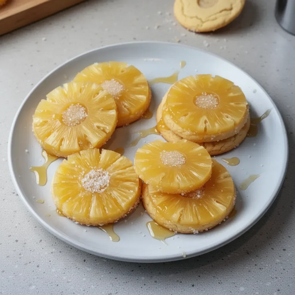 Delicious Pineapple Upside Down Sugar Cookies on a plate.