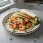 Delicious shrimp tacos with fresh toppings and vibrant colors