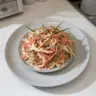 Delicious spicy crab salad made with fresh seafood and vibrant vegetables