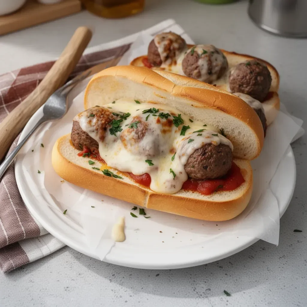 Delicious venison meatball subs with fresh toppings and sauce