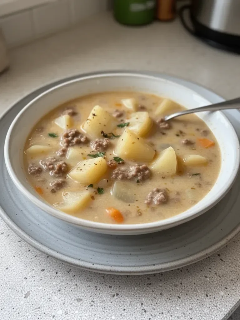 Wisconsin-Style Crockpot Creamy Potato & Hamburger Soup