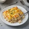 Delicious Angel Chicken Rice Casserole served in a baking dish