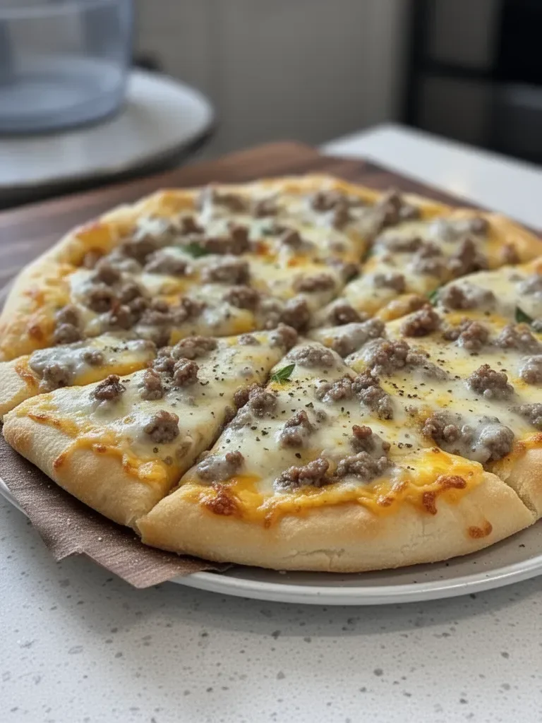 Biscuits and Sausage Gravy Breakfast Pizza
