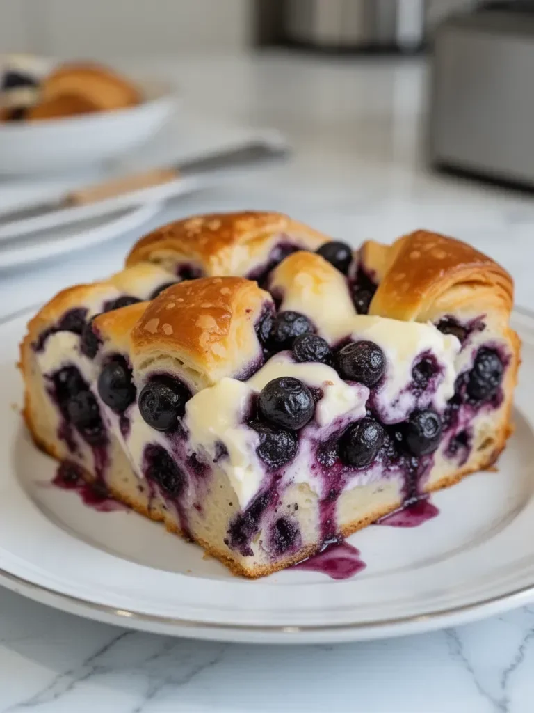 Blueberry Cream Cheese Croissant Casserole