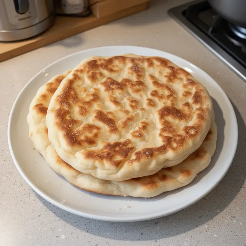Quick and fluffy flatbreads ready to serve