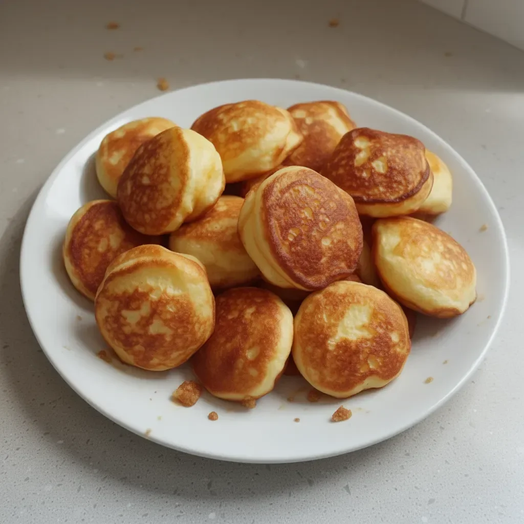 Delicious and fluffy breakfast pancake poppers served with syrup