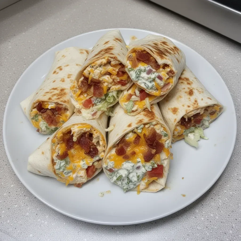 Cheesy bacon ranch wraps served on a plate with fresh ingredients