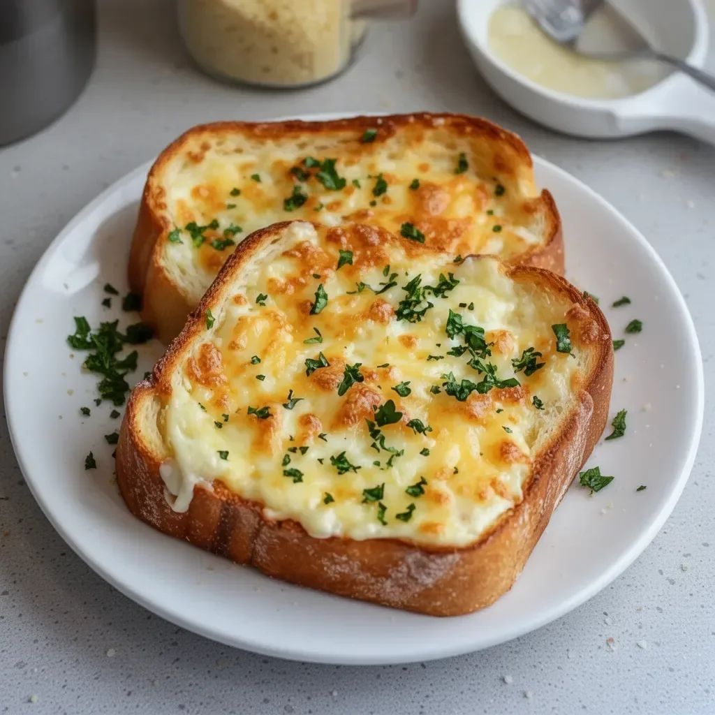 Cheesy Texas Toast topped with melted mozzarella and garlic butter