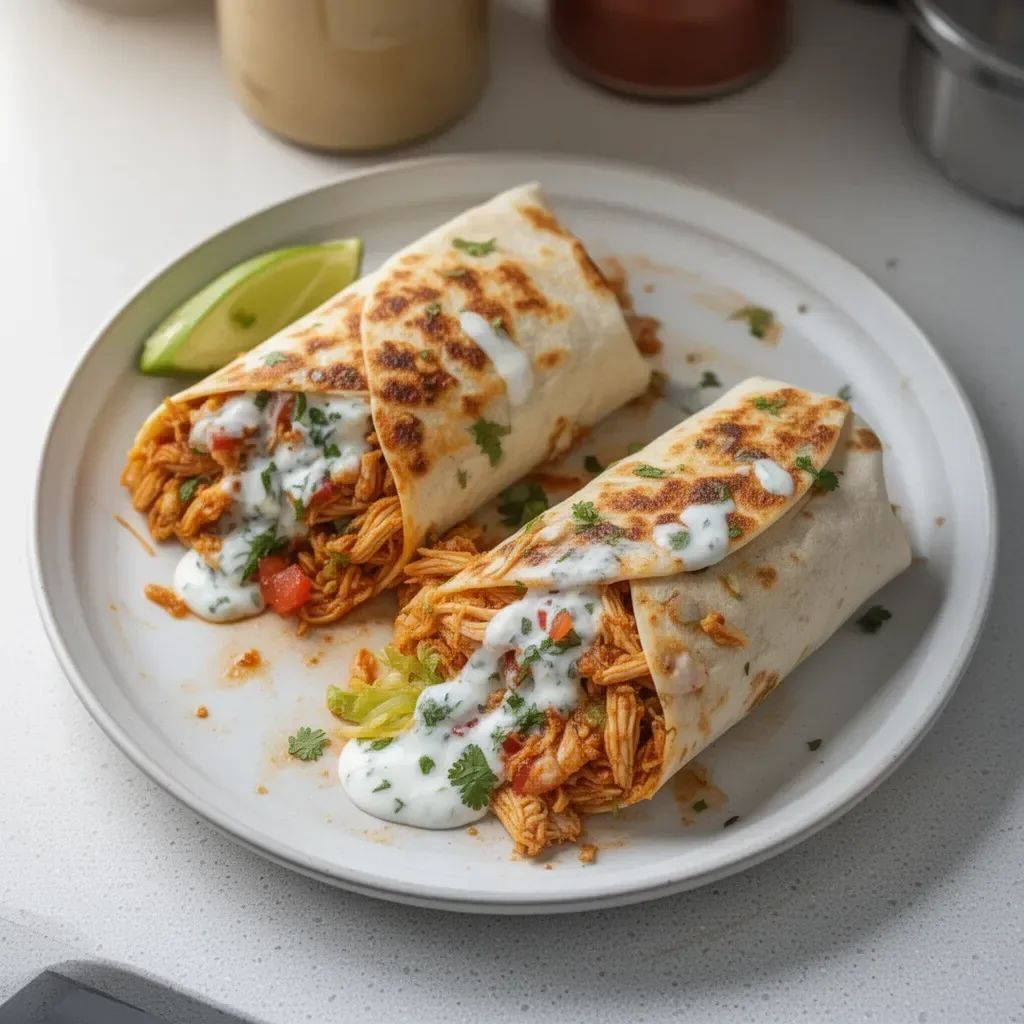 Delicious homemade Chicken Burrito filled with fresh ingredients
