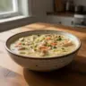 Creamy Chicken Pot Pie Soup with vegetables in a bowl