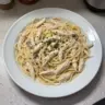 Delicious Chicken Tetrazzini served in a bowl with parsley garnish