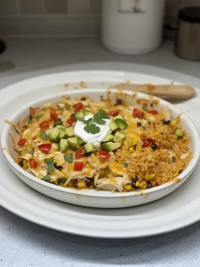 Creamy Mexican Rice & Chicken Dinner Casserole