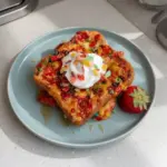 Crunchy French Toast served with syrup and fresh berries