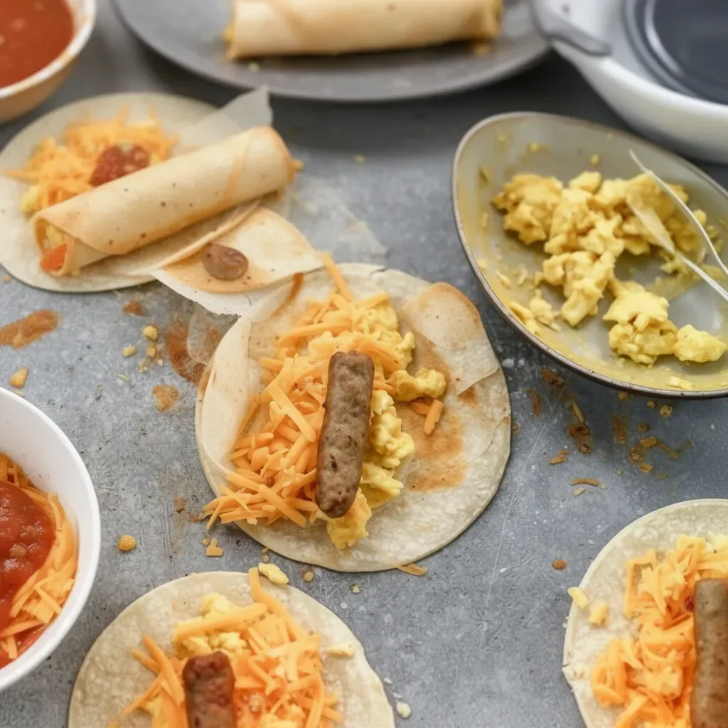 Delicious easy breakfast taquitos filled with scrambled eggs and cheese.