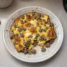 Easy sausage breakfast casserole with 4 simple ingredients