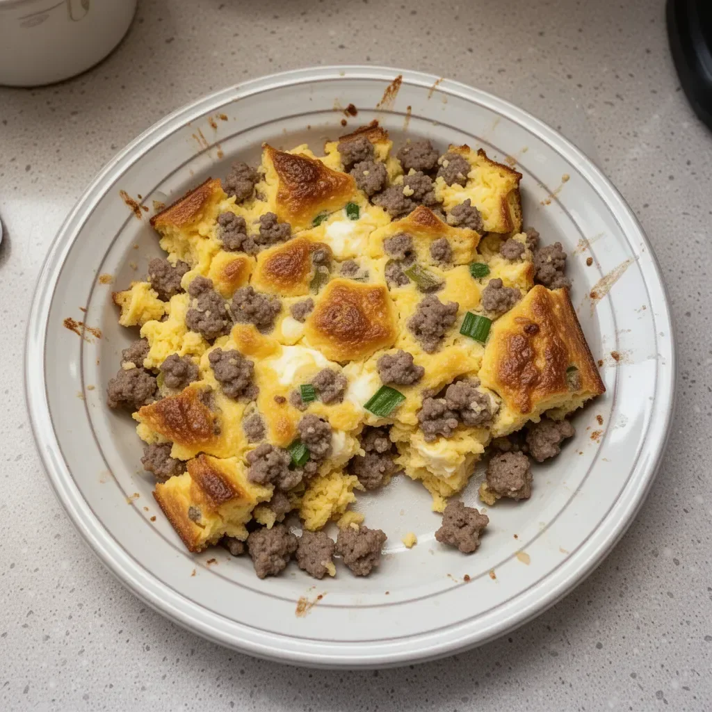 Easy sausage breakfast casserole with 4 simple ingredients