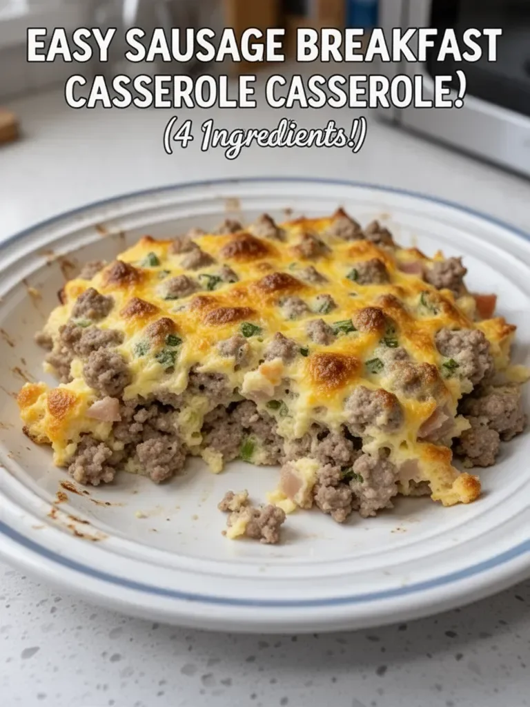 Easy Sausage Breakfast Casserole (4 Ingredients!)