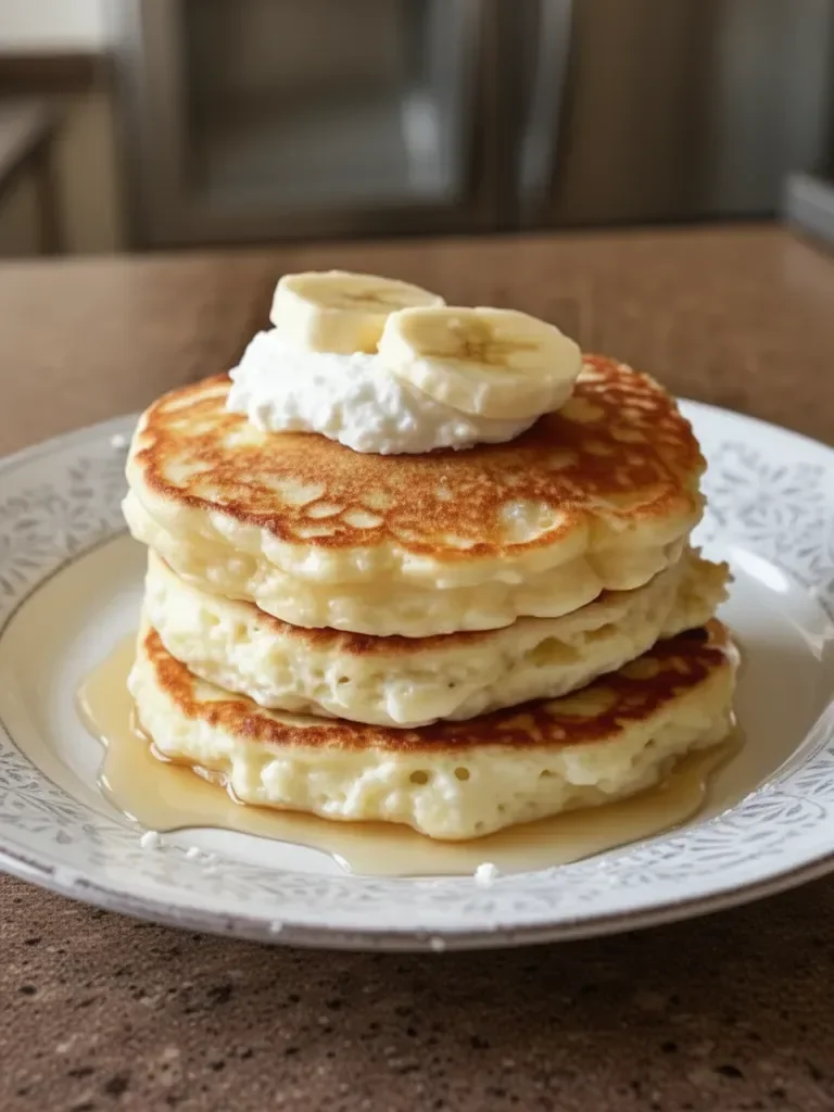 Fluffy Banana Cottage Cheese Pancakes