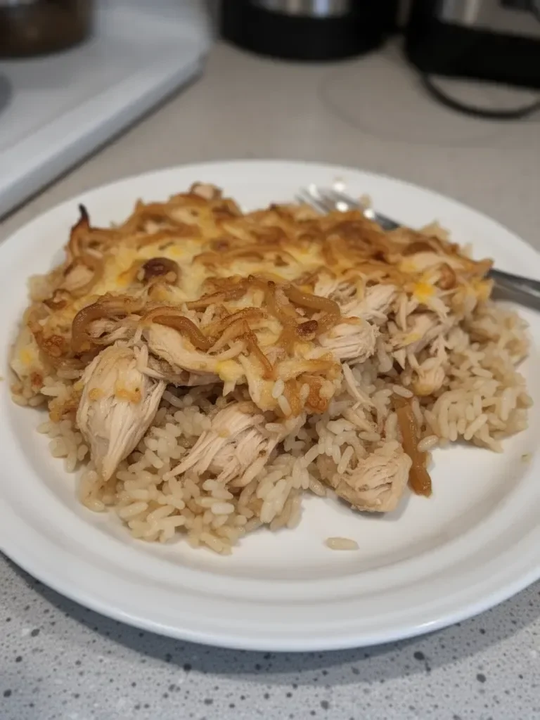 French Onion Chicken and Rice Bake