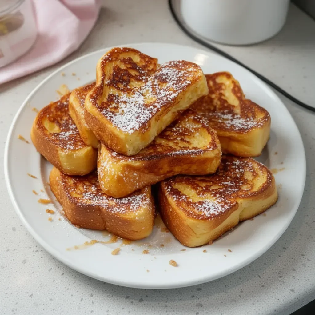 Delicious Hawaiian Roll French Toast topped with syrup and fruit