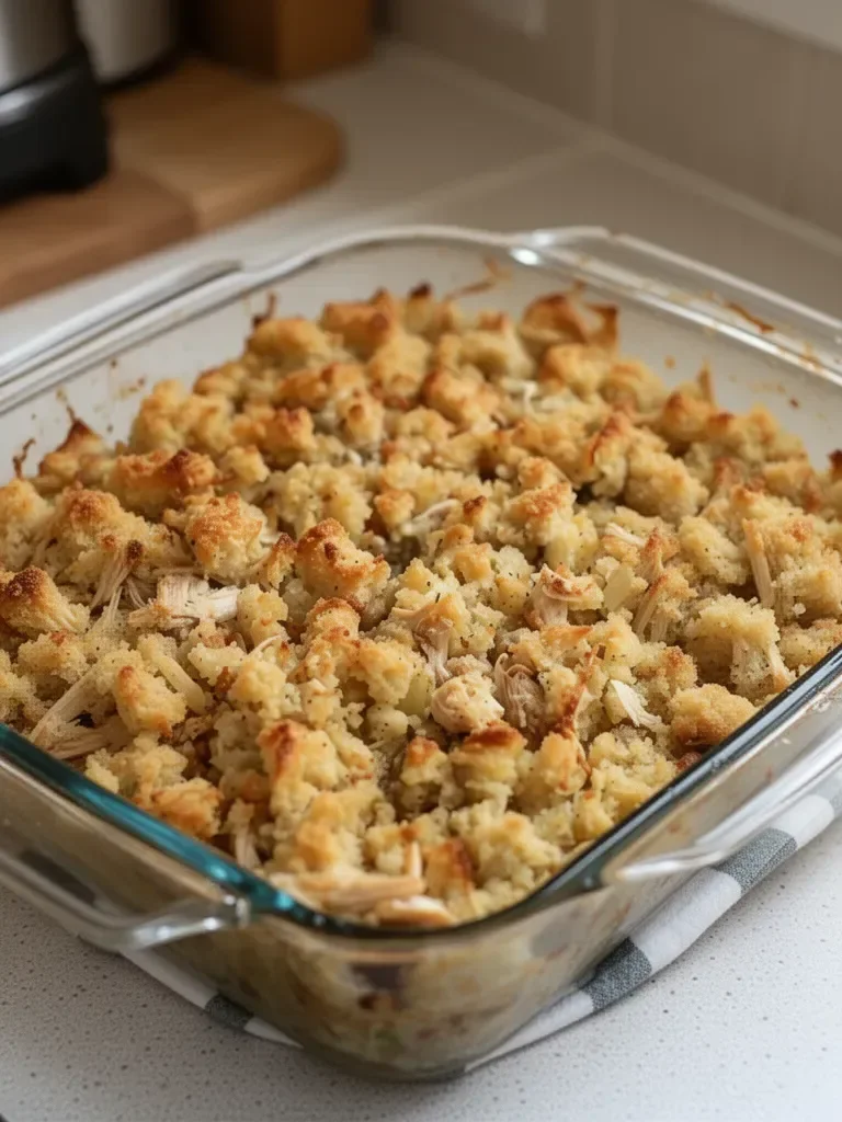 Hearty Rotisserie Chicken Stuffing Casserole