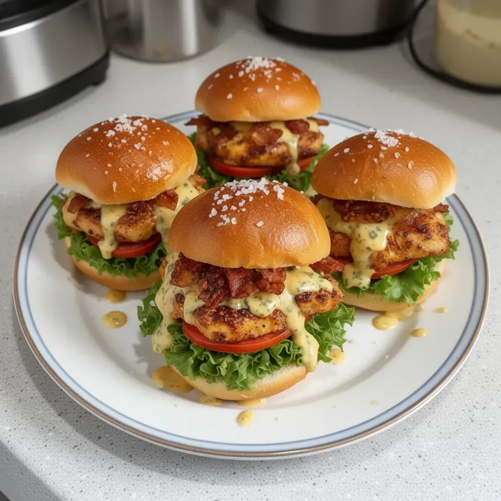 Delicious honey mustard chicken sliders served with fresh toppings