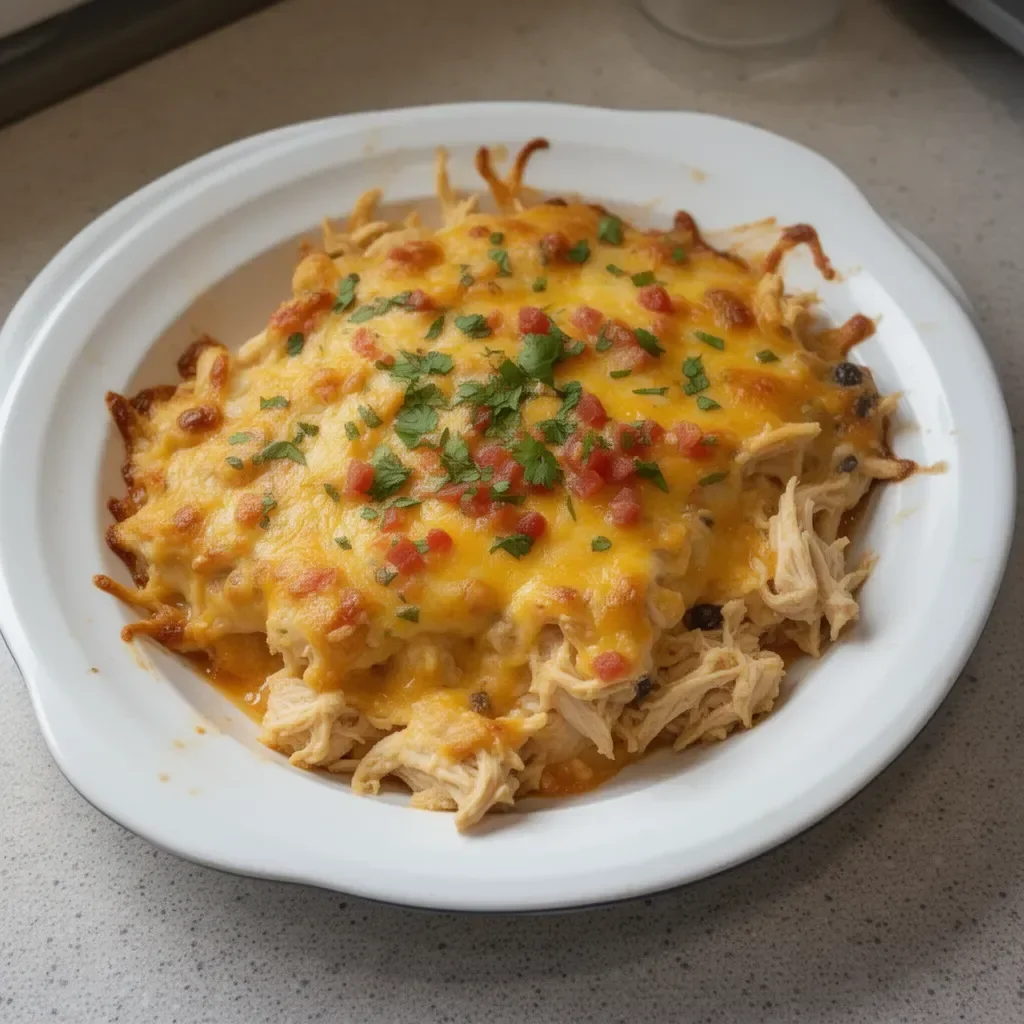 King Ranch Chicken Casserole dish ready to serve
