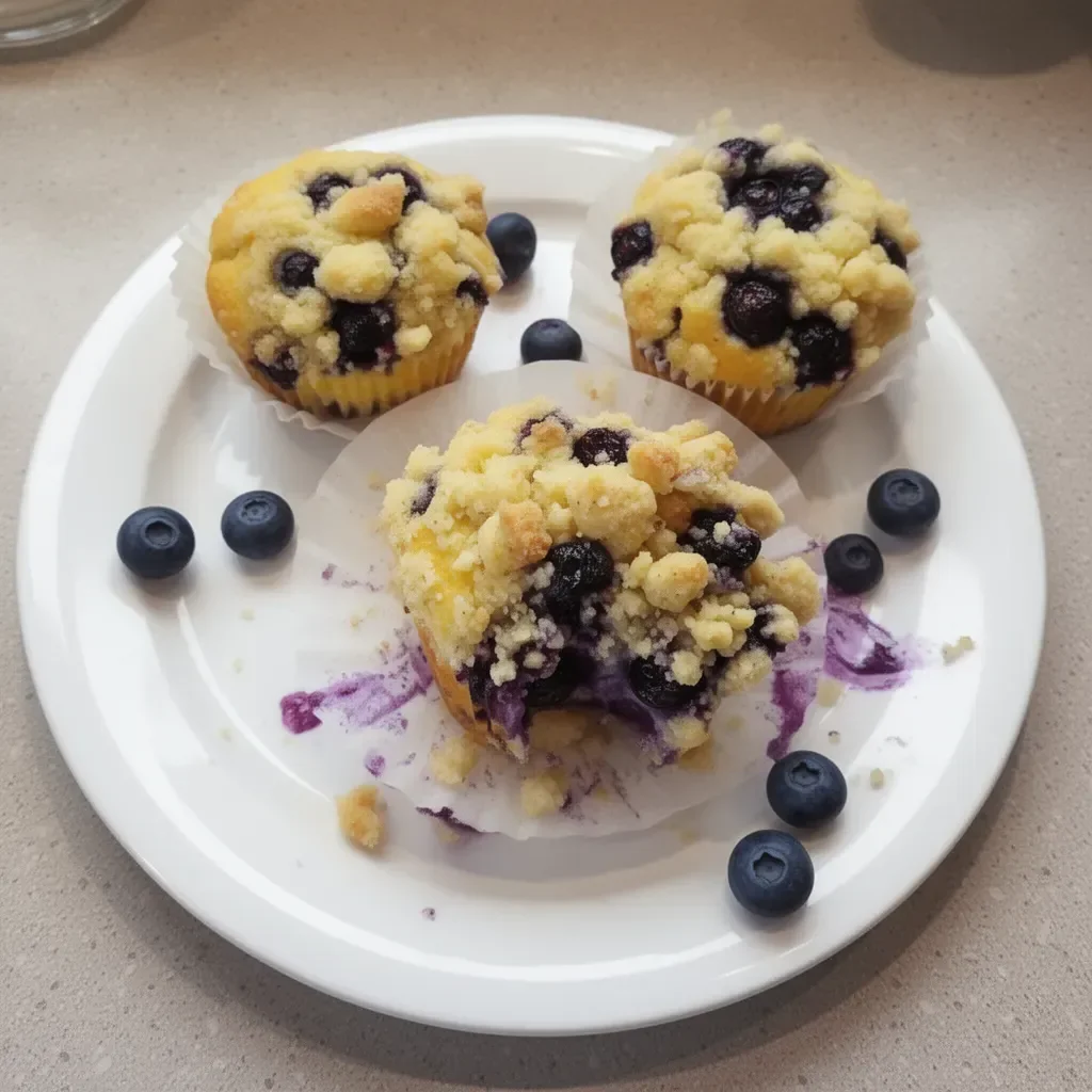 Freshly baked lemon blueberry muffins on a cooling rack