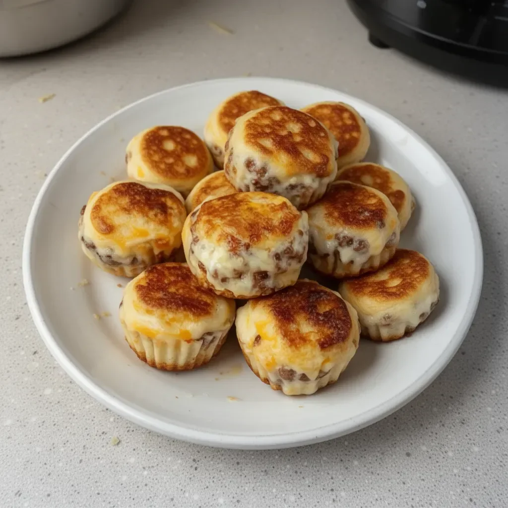 Delicious Mini McGriddle Bites ready to be enjoyed for breakfast.