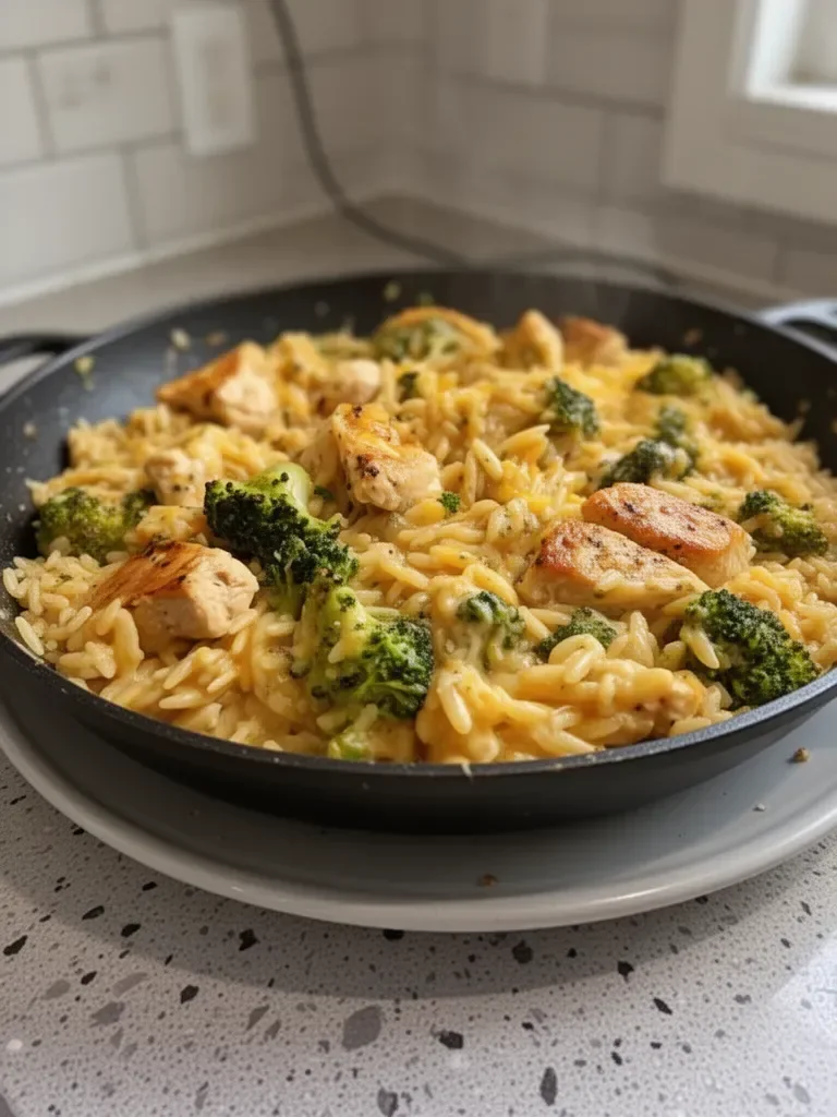 One-Pot Cheesy Chicken and Broccoli Orzo