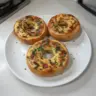 Delicious quiche stuffed bagels, combining flavors of quiche and bagels.