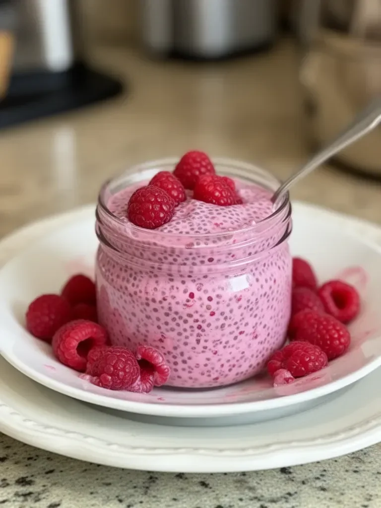 Raspberry Chia Pudding Sweetened with Maple Syrup