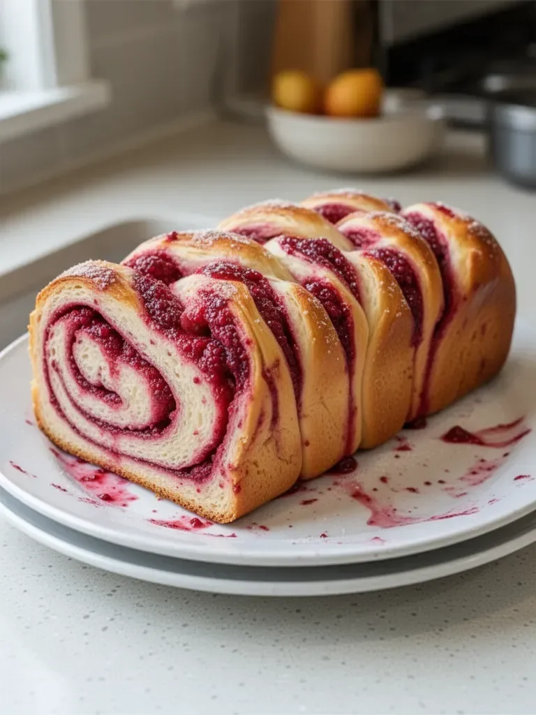 Raspberry Swirl Brioche Loaf