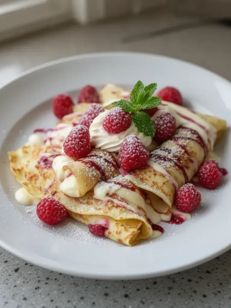 Raspberry Vanilla Cream Crepes – Light, Fluffy & Sweetly Decadent