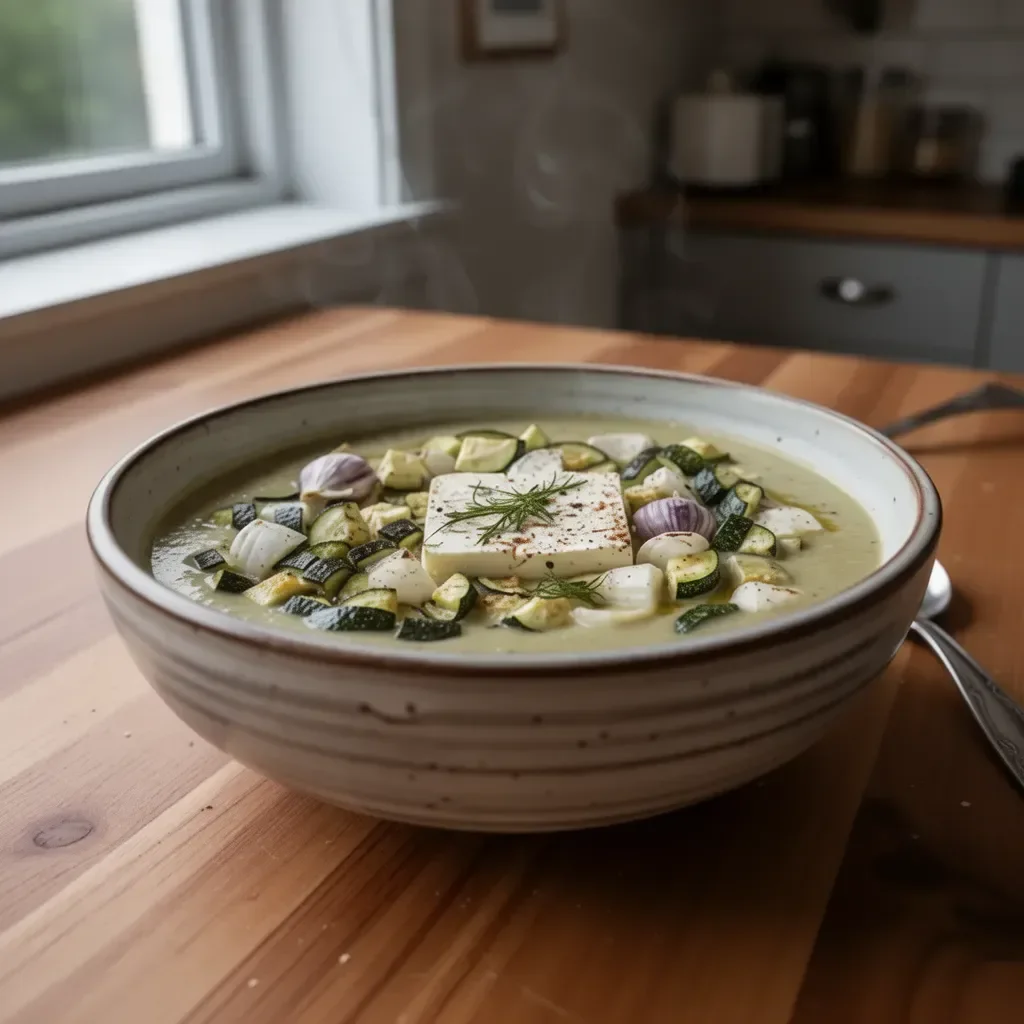 Roasted Zucchini Feta Soup