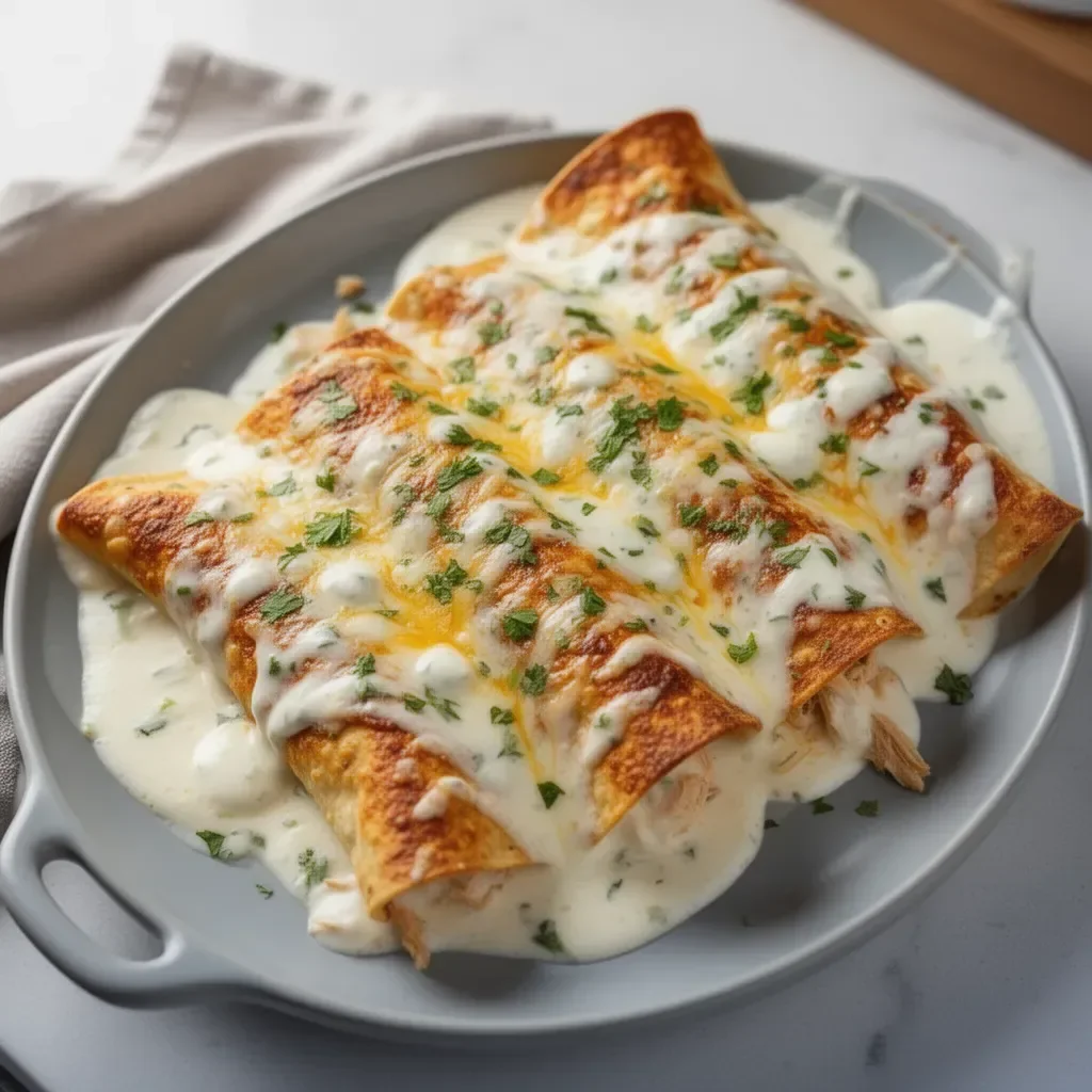Creamy sour cream enchiladas with rotisserie chicken for a quick weeknight dinner