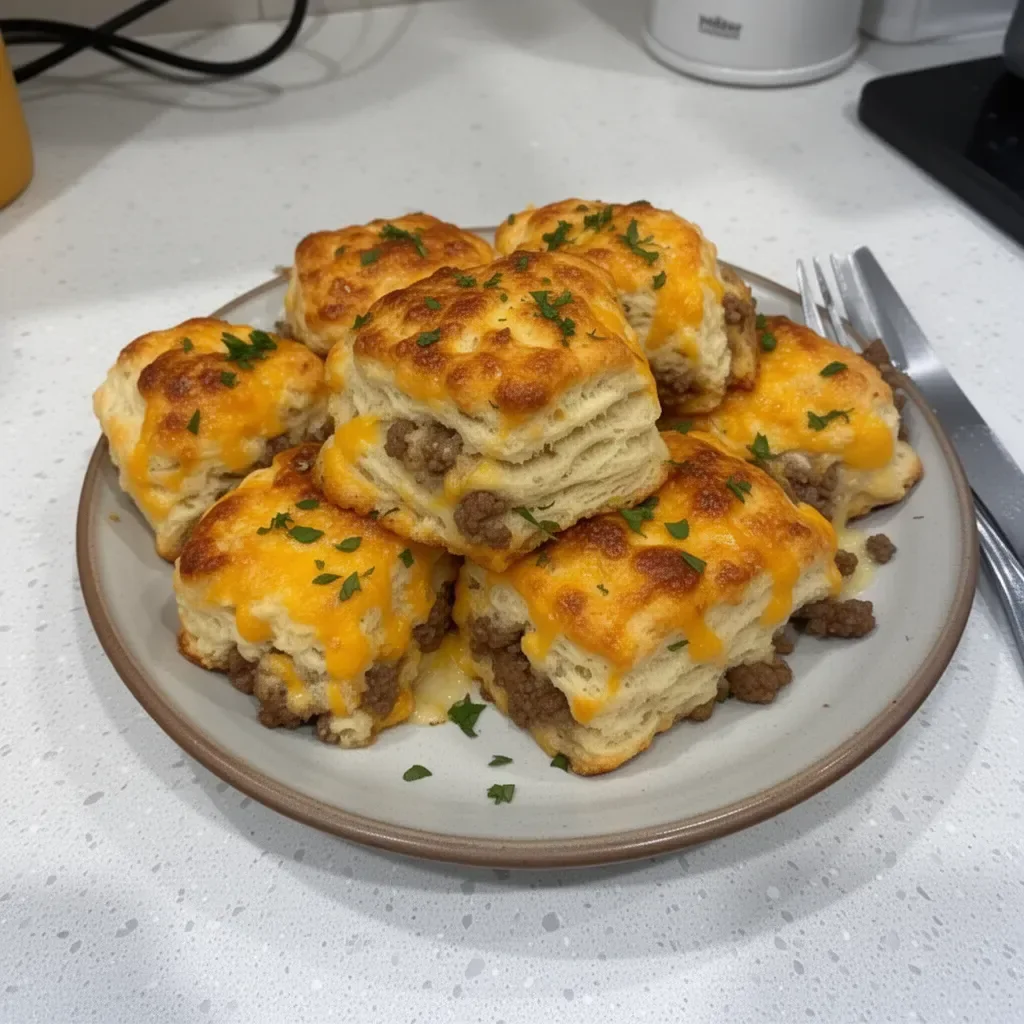 Sausage, Cheese & Butter Swim Biscuits for a delicious breakfast