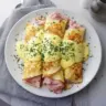 Delicious savory breakfast crepes filled with fresh vegetables and cheese