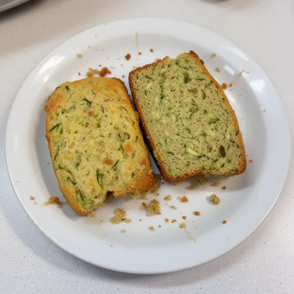 Savory zucchini quick bread fresh out of the oven, sliced and ready to serve.