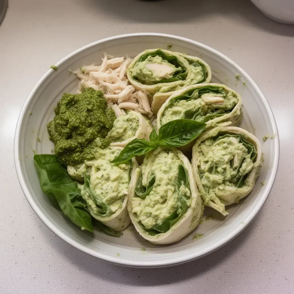 Simple 3-ingredient pesto chicken salad with vibrant colors and fresh ingredients.