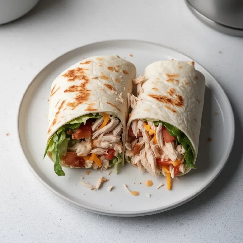 Delicious simple rotisserie chicken wraps with fresh ingredients
