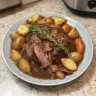 Delicious Slow Cooker Three Envelope Pot Roast served with vegetables