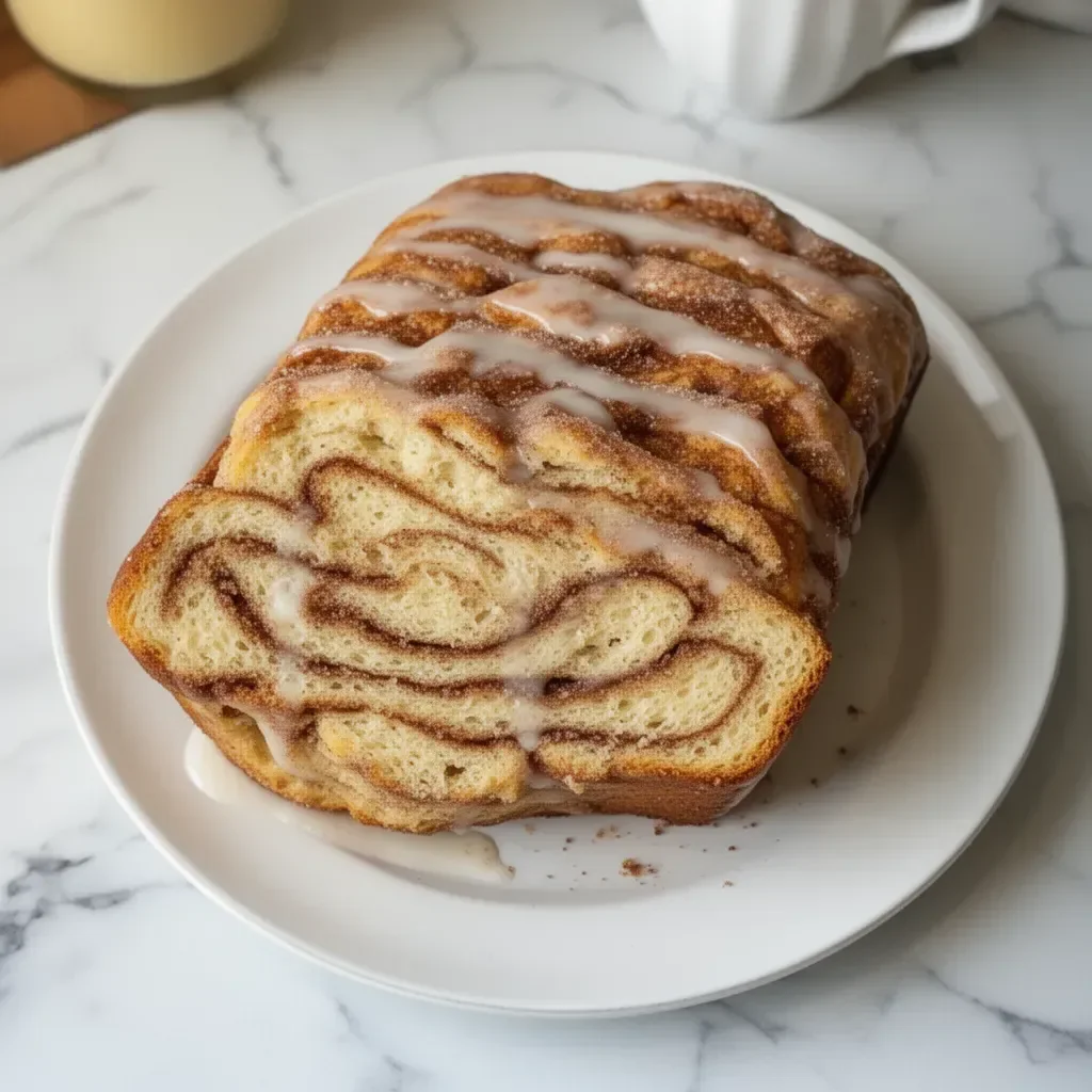 Sourdough discard cinnamon bread fresh out of the oven, showcasing its warm and inviting texture.