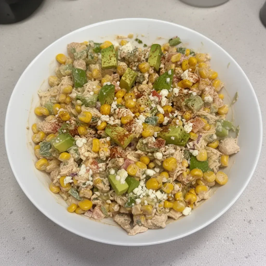 Street Corn Chicken Salad with fresh ingredients and vibrant colors