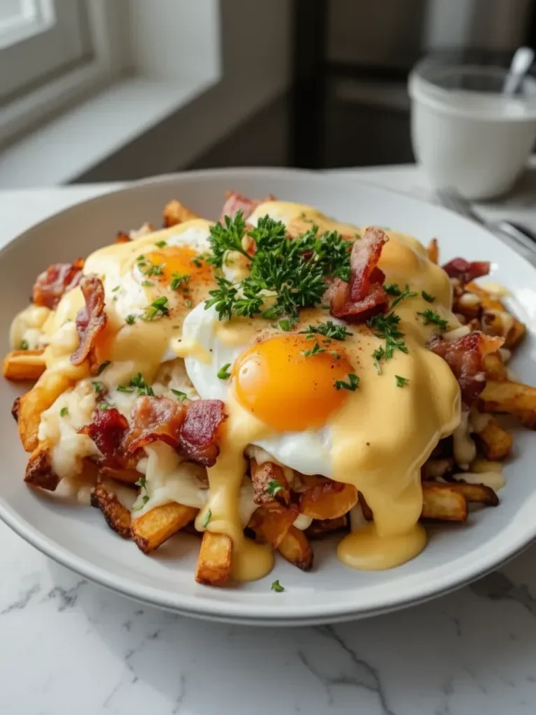 Ultimate Breakfast Poutine with Creamy Hollandaise Sauce