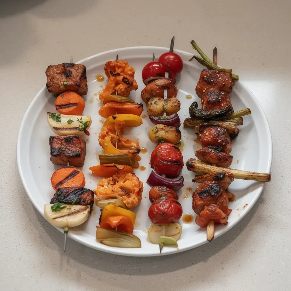 A variety of easy kebab recipes displayed on skewers for grilling