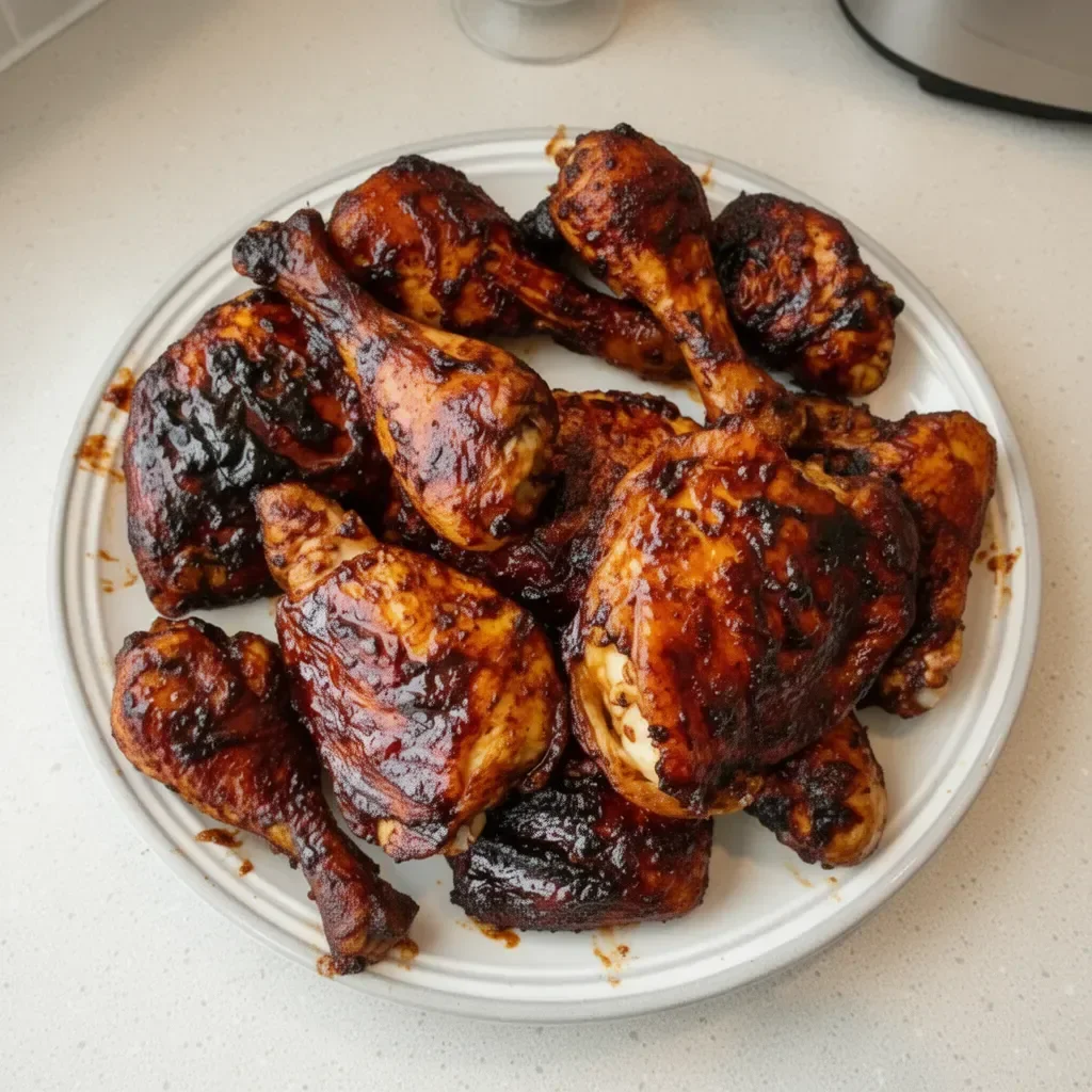Delicious BBQ chicken sizzling on the grill, perfect for summer gatherings.