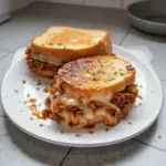 BBQ Chicken Grilled Cheese sandwich with melted cheese and grilled chicken