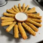 Plate of crispy Cheese and Potato Sticks ready to be enjoyed